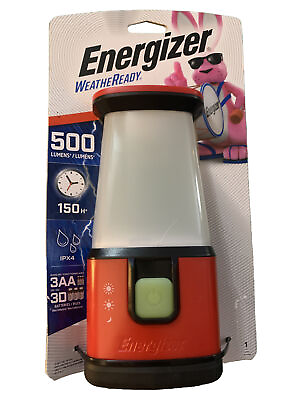 #ad Energizer Weatheready 500 lumens Red Emergency Lantern 650 hours IPX4 NIB $28.88
