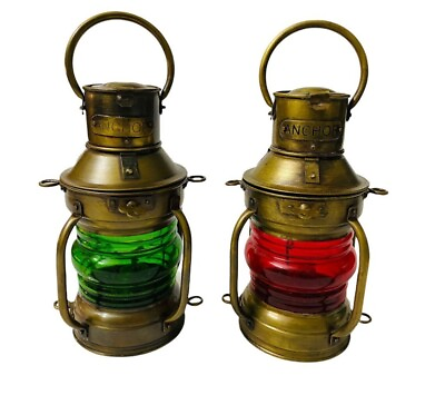 #ad Lamp Oil Ship Lantern Nautical Boat Brass Anchor Light Maritime $136.39