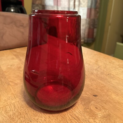 #ad ANTIQUE Dietz Fitzall Ruby Red Lantern Glass Globe C2 Loc Nob PAT D 12 4 23 $15.00