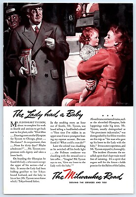 #ad #ad WWII Milwaukee Road Railroad Train RR The Lady Had a Baby 1944 Print Ad 6.75x10quot; $10.99