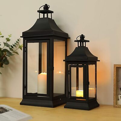 #ad #ad Set of 2 13#x27;#x27;amp;19.5#x27;#x27;Tall Outdoor Candle Lanterns Vintage Hanging Tower Lantern $67.88