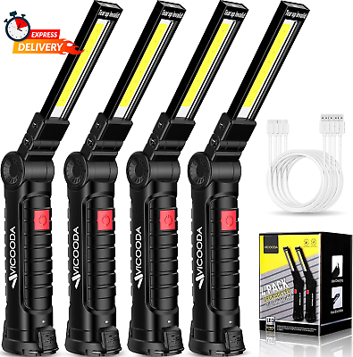 #ad 4 Pack Flashlights LED Work Light Work Light with Magnetic Base and Hanging H $60.10
