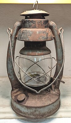 #ad Antique Railroad Lantern Embury No 2 Air Pilot Star Bottom Rust Globe Country $48.98