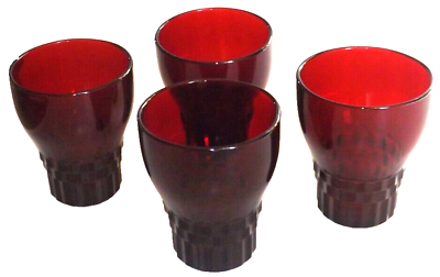 #ad Set Of 4 Vintage Anchor Hocking Windsor Royal Ruby Red Glass 8 oz Tumblers 4quot; $14.95