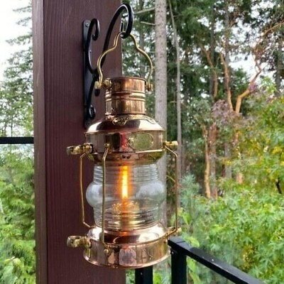 #ad 14quot; Nautical Maritime Ship Lantern Boat Light Brass amp; Copper Anchor Oil Lamp $87.26