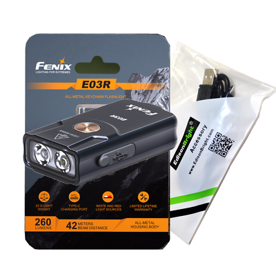 #ad FENIX E03R USB Rechargeable 260 Lumen LED keychain flashlight w charging cable $30.45