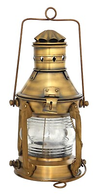 #ad Ship Lantern Lamp Anchor Nautical Brass Oil Maritime Boat Light Antique Hanging $147.83