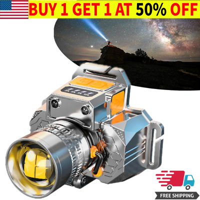 #ad #ad Head Mounted Induction Zoomable Super Bright Flashlight Rechargeable Headlamp $20.99