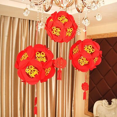 #ad Chinese Style Double Lanterns Wedding Room Decoration Non Woven Lantern Ball $11.72
