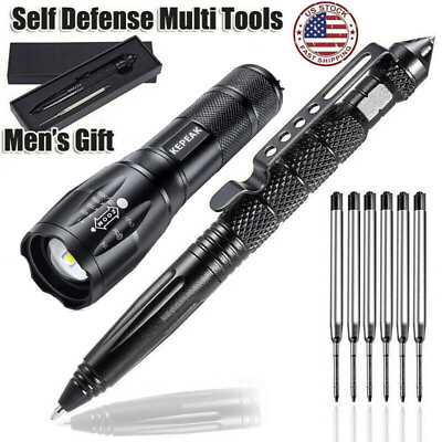 #ad Steel Pen Flashlight Kit Outdoor Emergency Survival LED Zoomable Torch 5 Modes $15.99