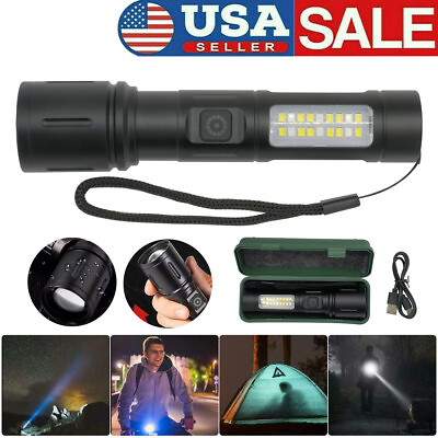 #ad 25000000 Lumens Super Bright LED Tactical Flashlight Rechargeable LED Work Light $10.60