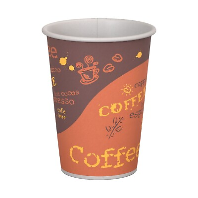 #ad 1000 Pack Coffee print Disposable Poly Paper Hot Tea Coffee Cup 12 oz. $95.99