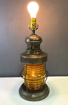 #ad Nautical Anchor Oil Lantern Converted to Table Lamp VINTAGE $249.99