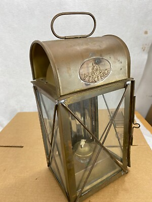 #ad Vintage Viking Brass amp; Glass Lantern 13quot; tall missing chimney and door latch. $65.00