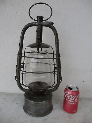 #ad Vintage 1920s 1930s Rarity HELVETIA Swiss Storm Oil Lantern Lamp With Armor $149.90