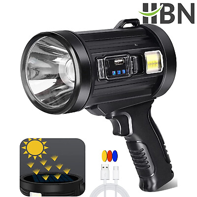 #ad #ad HBN Rechargeable Spotlight Handheld Hunting Flashlight Led Spot Light Solar $24.83