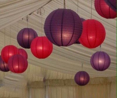 #ad 12x Red Purple Paper Lanterns Wedding Anniversary Birthday Events Hanging Decor AU $35.18