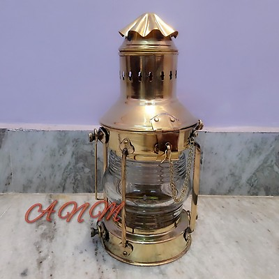 #ad Brass Cargo Ship Railroad Oil Kerosene Burner Lantern Lamp $54.87