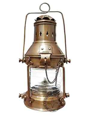 #ad Antique Brass Table amp; Hanging Oil Lantern Brass amp; Glass Oil Lamp 11 inch. $66.00