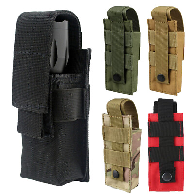 #ad #ad Tactical Flashlight Holster Nylon Pouch Duty Belt MOLLE Torch Holder Knife Bag $6.78