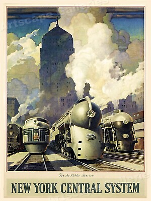 #ad New York Central System 1940s Vintage Style Railroad Poster 18x24 $13.95