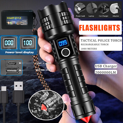 #ad Heavy Duty Rechargeable LED Flashlight Tactical Super Bright Zoom Torch XHP70.2 $7.99