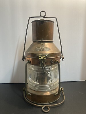 #ad Vintage Anchor Ship Lantern Nautical Oil Lamp 13” x 6 1 2” Copper amp; Brass $324.99