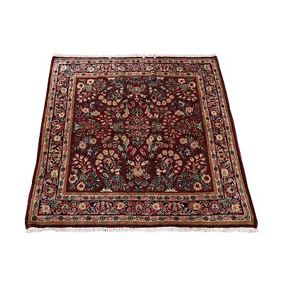 #ad 3#x27;x3#x27; Red Antique Zoroastrian Saroogh Pure Wool Hand Knotted Square Rug R87640 $1243.80