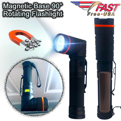 #ad #ad 18650 Flashlight 90° Degree Magnetic Base Mechanic XM L LED Torch 1000 Lumens $32.78