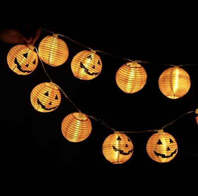 #ad Makion Halloween Pumpkin Lantern LED String Lights NIB $20 MSRP NEW $8.00