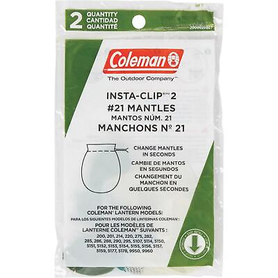 #ad BRAND NEW TWO COLEMAN LANTERN MANTLES #21 INSTA CLIP 1 PACK OF 2 2 MANTLES $3.99