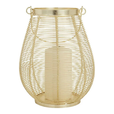 #ad Gold Metal Decorative Candle Lantern with Thin Metal Handle Gold Decorative $24.87