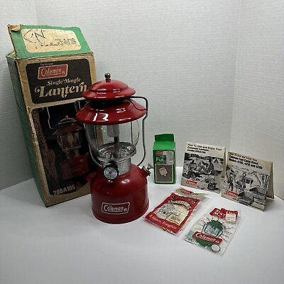 #ad 1978 Coleman Single Mantle Lantern RED 200A195 Pyrex Original Box UNTESTED $199.99