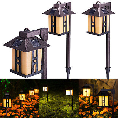#ad Outdoor Solar Lantern Hanging LED Garden Candle Lamp Decorative Path Light 2 Pc $33.95
