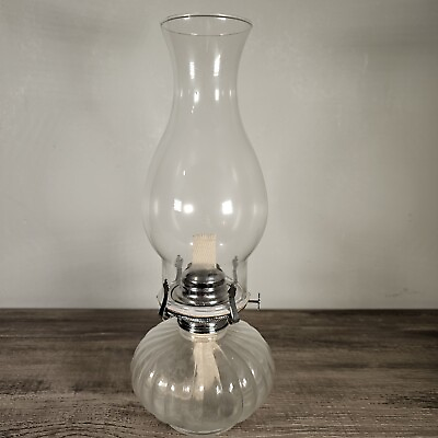 #ad #ad Glass Oil Lantern Frosted Clear Base amp; Clear Chimney Kerosene Lantern $14.99