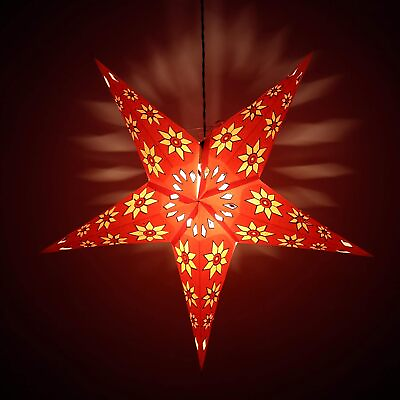 #ad Decorative Christmas Paper Star Lamp Orange Festive Lantern Hanging Star Lamp $13.79