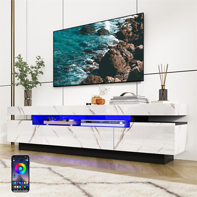 #ad 70IN High Gloss Modern White LED TV Stand Entertainment Center for 75 80quot; TV $199.49