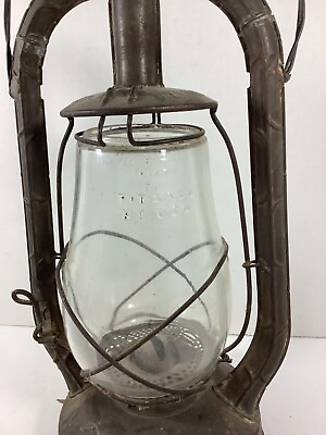 #ad Vintage Dietz Monarch Lantern NY USA Clear Glass Globe Lantern Tubular Barn Lamp $35.00