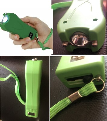 #ad #ad 911 POLICE 80 MV Rechargeable LED Stun Gun Holster GREEN Walker Jogger Safety $21.99