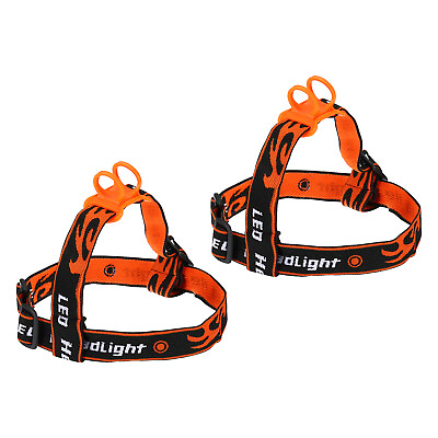 #ad Flashlight Headband Holder 2 Pcs Adjustable High Elastic Strap Orange $9.04