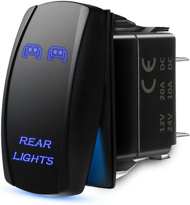 #ad 5 Pin Rear Lights Rocker Switch 12V 20A Blue LED On Off Light For Car Truck SUV $6.99