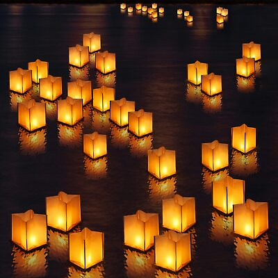 #ad 10 Pack 6quot; Star Shaped Floating Lanterns with Waterproof Wooden Base Sets Pap... $44.80