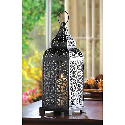 #ad Black Iron Gorgeous Moroccan Style Tabletop Warm Glow Candle Holder Lantern $22.95