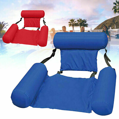 #ad #ad Foldable Swimming Pool Floating Bed Float Chair Inflatable Beach Raft Water Toy $13.82