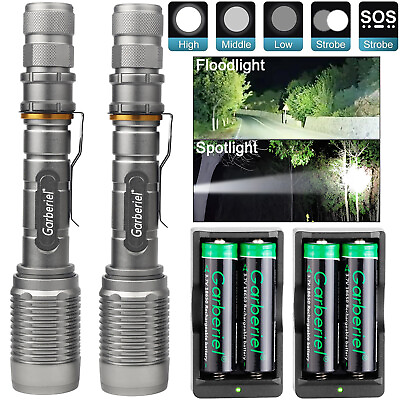 #ad #ad Super Bright Rechargeable 500000LM LED Flashlight Tactical Zoom Work Light Torch $14.95