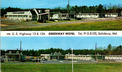 #ad Salisbury Maryland MD Greenway Motel amp; Green Lantern Restaurant Postcard $7.64