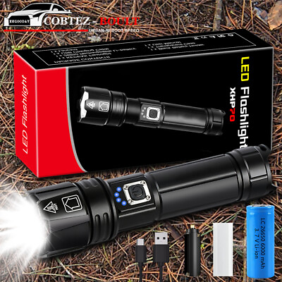 #ad 1000000 Lumens LED Flashlight Tactical Light Super Bright Torch USB Rechargeable $7.99