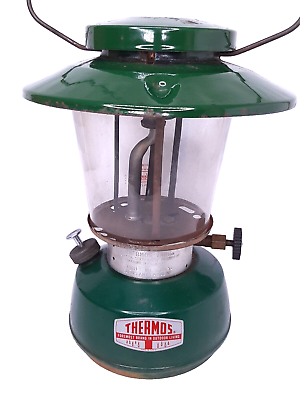 #ad Thermos Gas Camping Lantern 8326 Vintage 1960s Double Mantel Coleman PYREX Globe $44.99