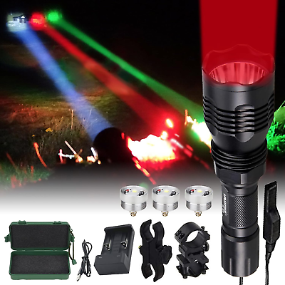 #ad #ad LED Hunting Flashlight with Scope Mount Light with Interchangeable Red Green $82.33