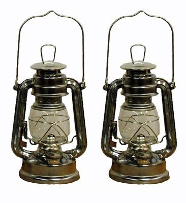 #ad Silver Hurricane Kerosene Oil Lantern Hanging Light Lamp $15.02